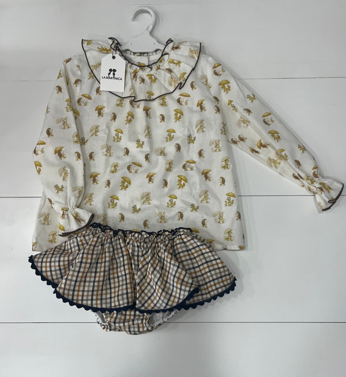 Conjunto de blusa + falda bombacho Castaña La Martinica invierno26