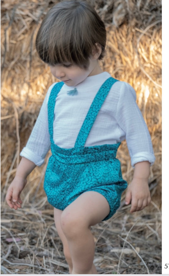 Conjunto niño azul camisa pompón Pilar Batanero verano24