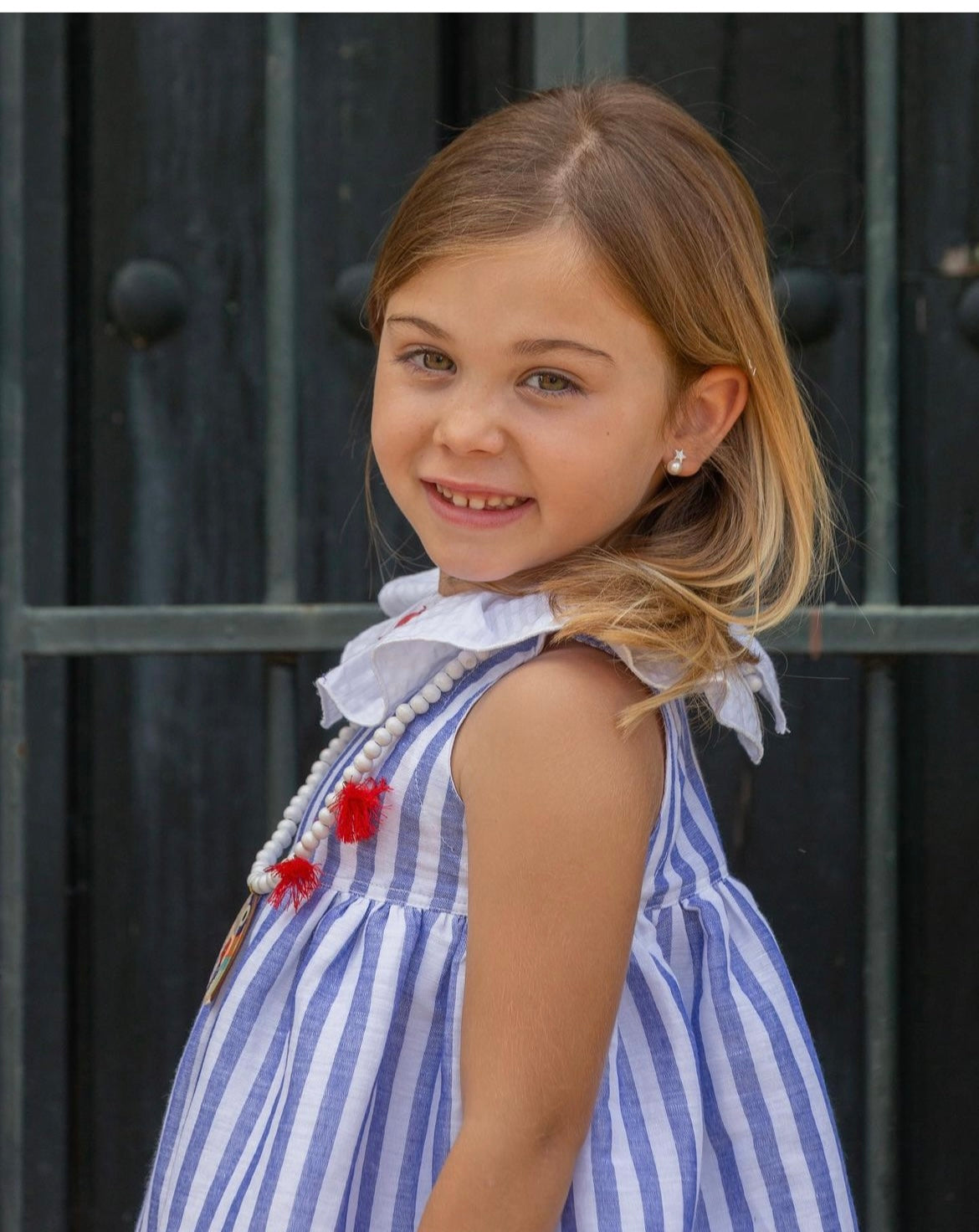 Vestido raya azul Pilar Batanero verano 23