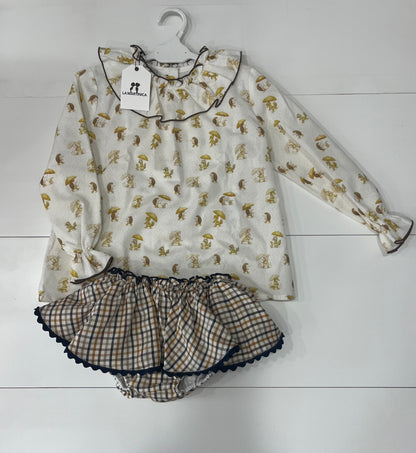 Conjunto de blusa + falda bombacho Castaña La Martinica invierno26