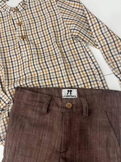 Camisa +pantalones corto niño castaña La Martinica invierno26