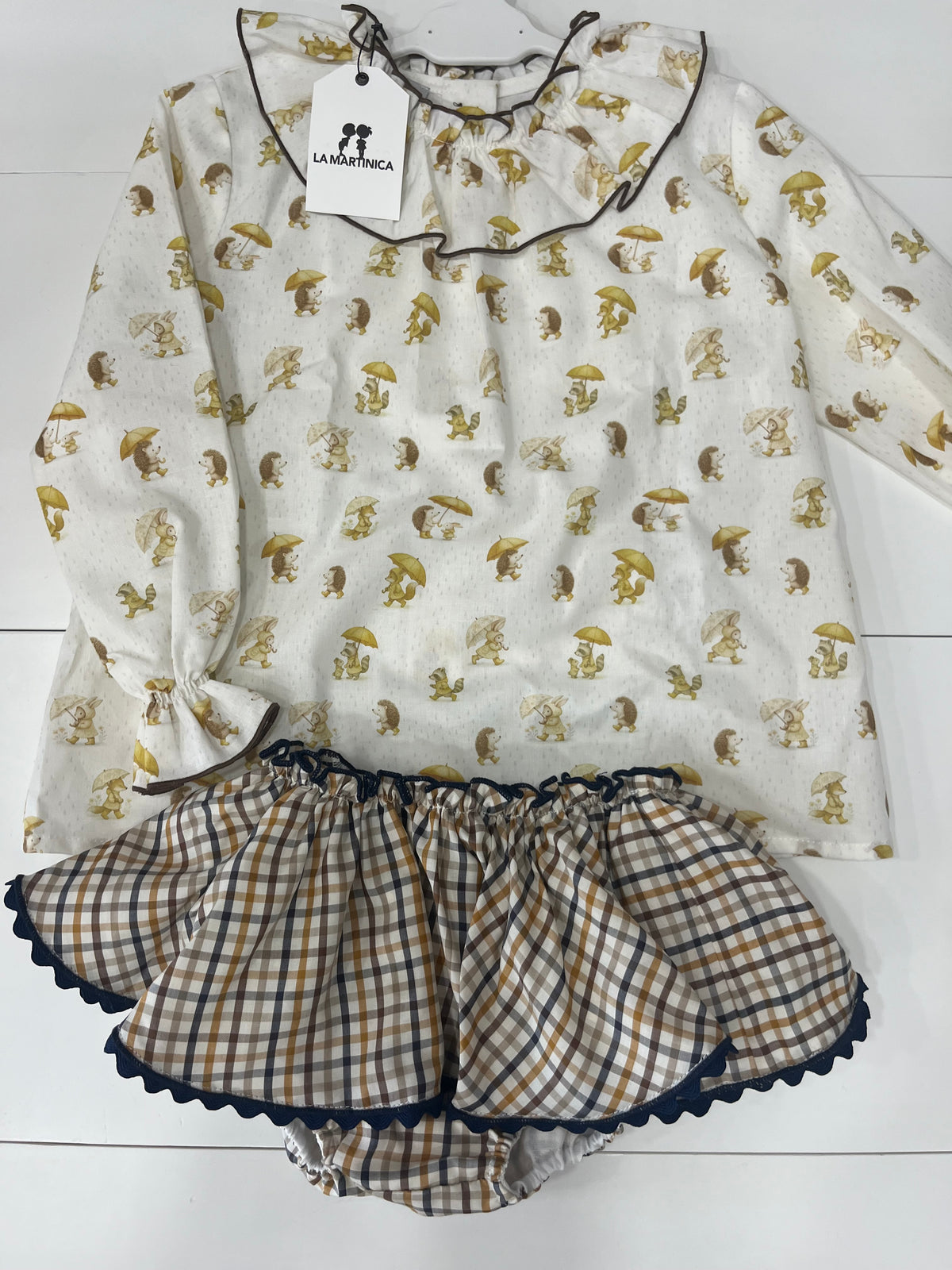 Conjunto de blusa + falda bombacho Castaña La Martinica invierno26