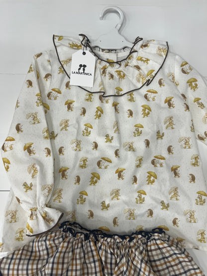 Conjunto de blusa + falda bombacho Castaña La Martinica invierno26